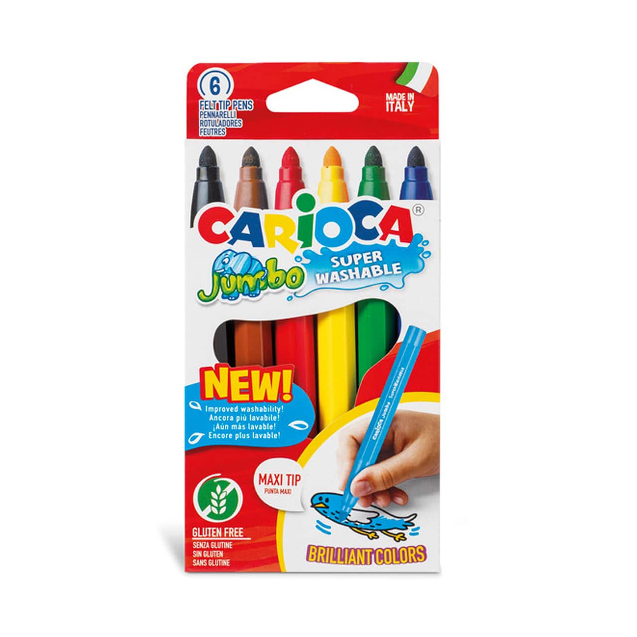 CARIOCA® 6mm Jumbo Maxi Tip Washable Felt Tip Pens, 6ct.